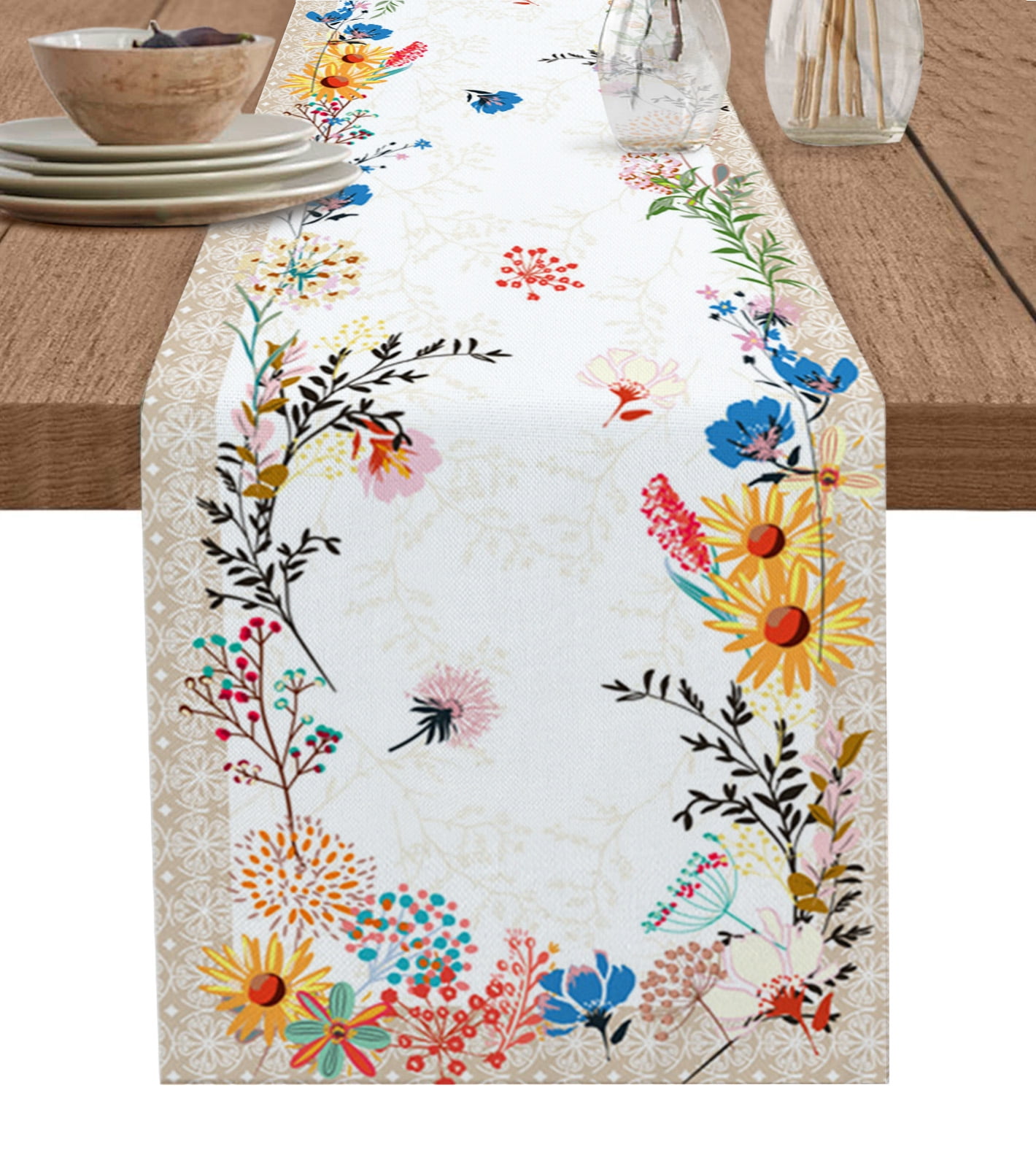 Flower Cherry Blossoms Tree Branch Gradient Table Runner Home Wedding ...