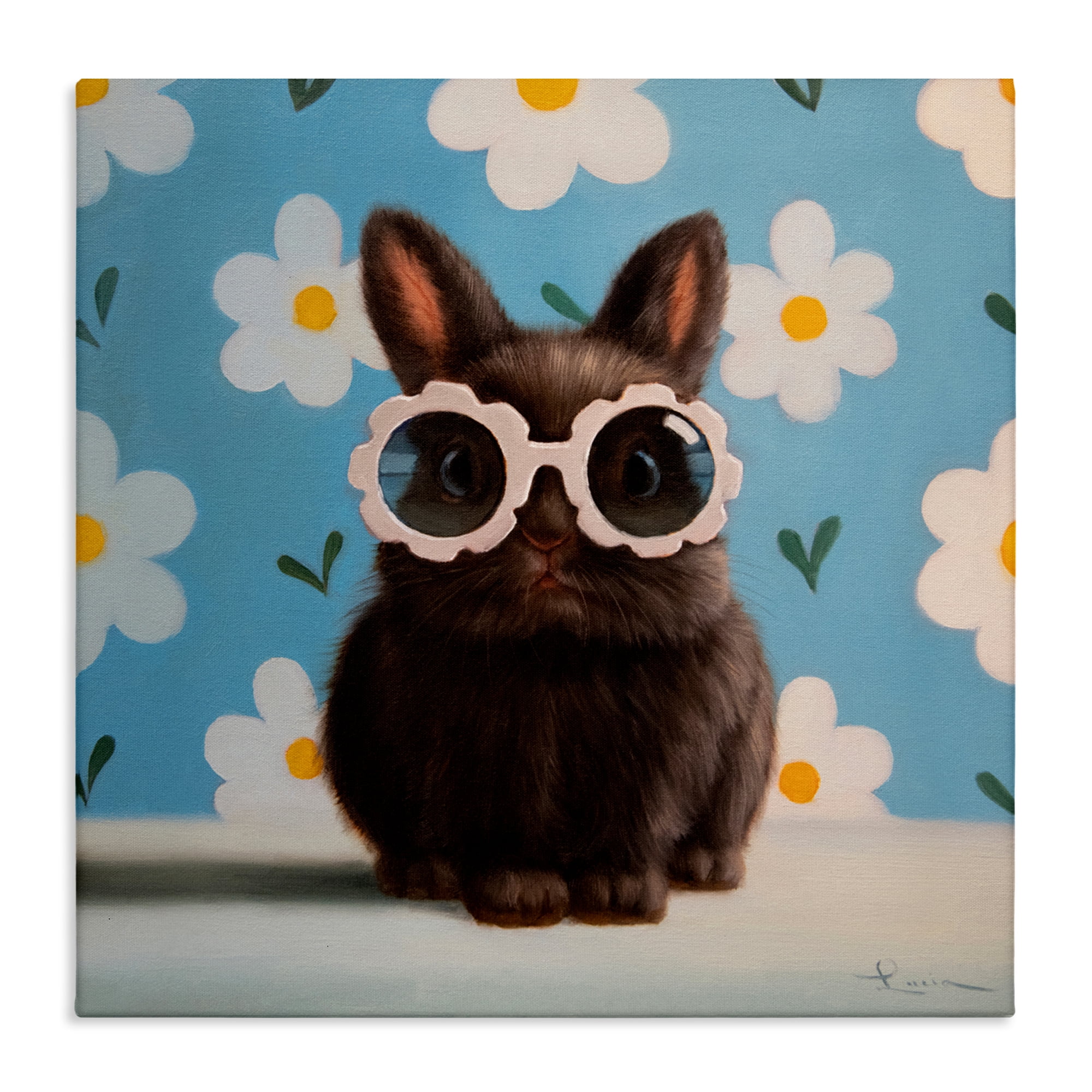 Flower Child Bunny Canvas Wall Art, design by Lucia Heffernan