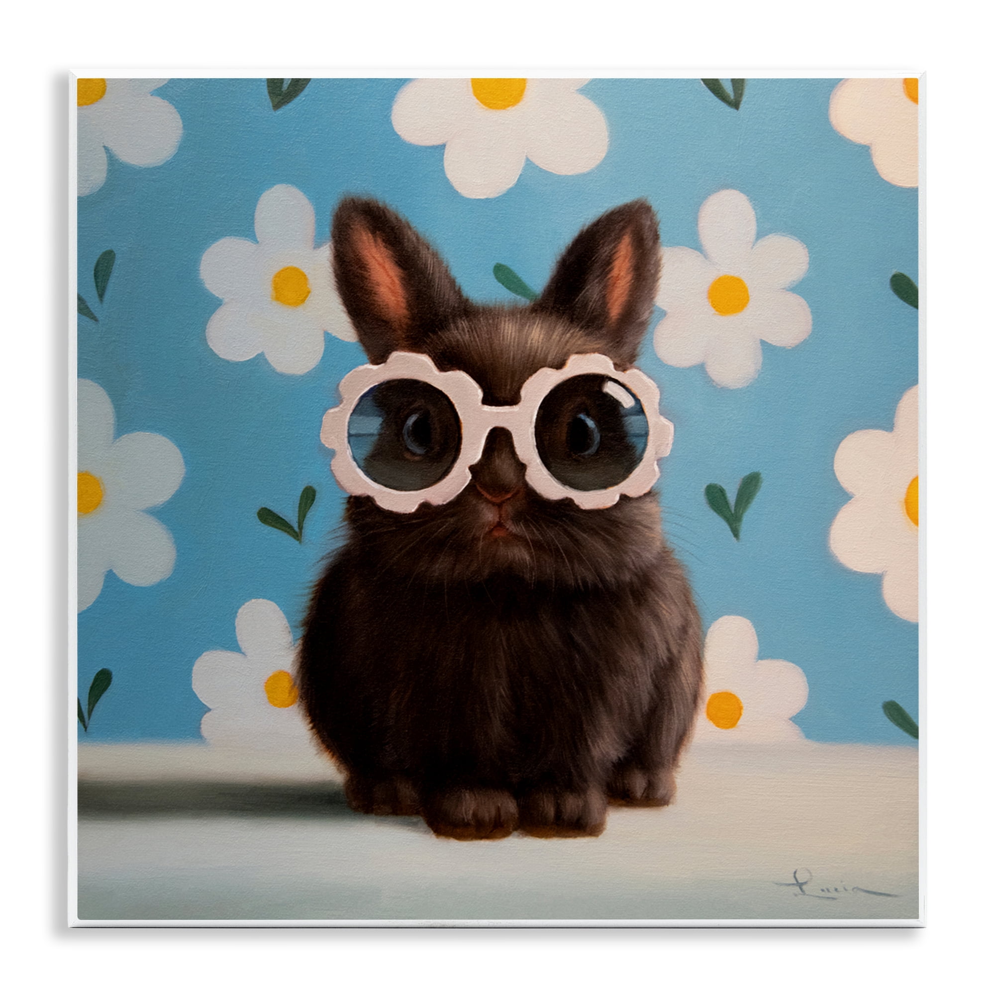 Flower Child Bunny Wall Plaque Art, design by Lucia Heffernan