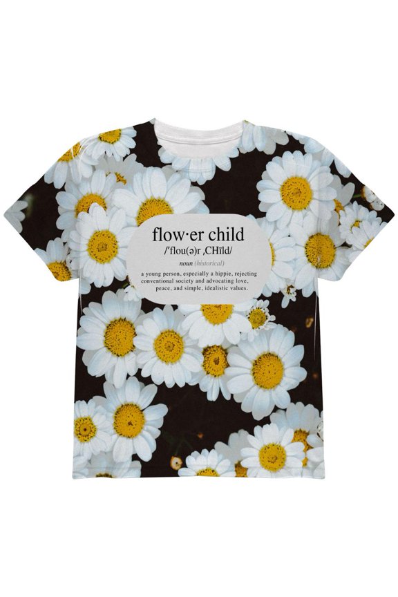 Flower Child Definition Daisies All Over Youth T Shirt Multi YLG