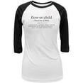 thumbnail image 1 of Flower Child Definition Juniors 3/4 Sleeve Raglan T Shirt White-Black X-LG, 1 of 1