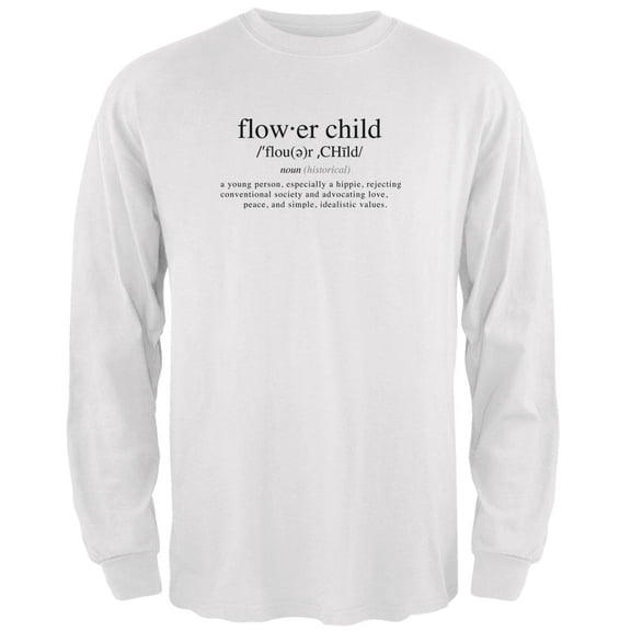 Flower Child Definition Mens Long Sleeve T Shirt White 3X-LG