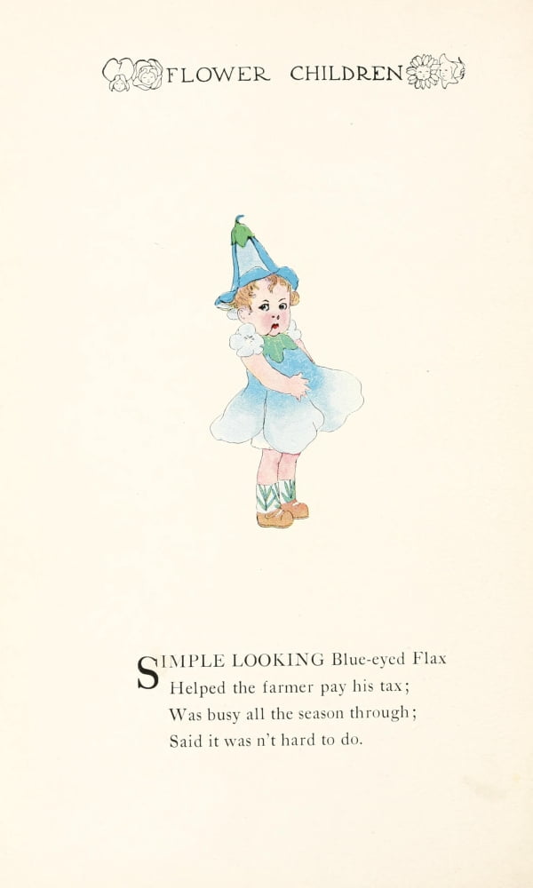 Flower Children 1910 Blue-eyed Flax Canvas Art - MT Ross (24 x 36)