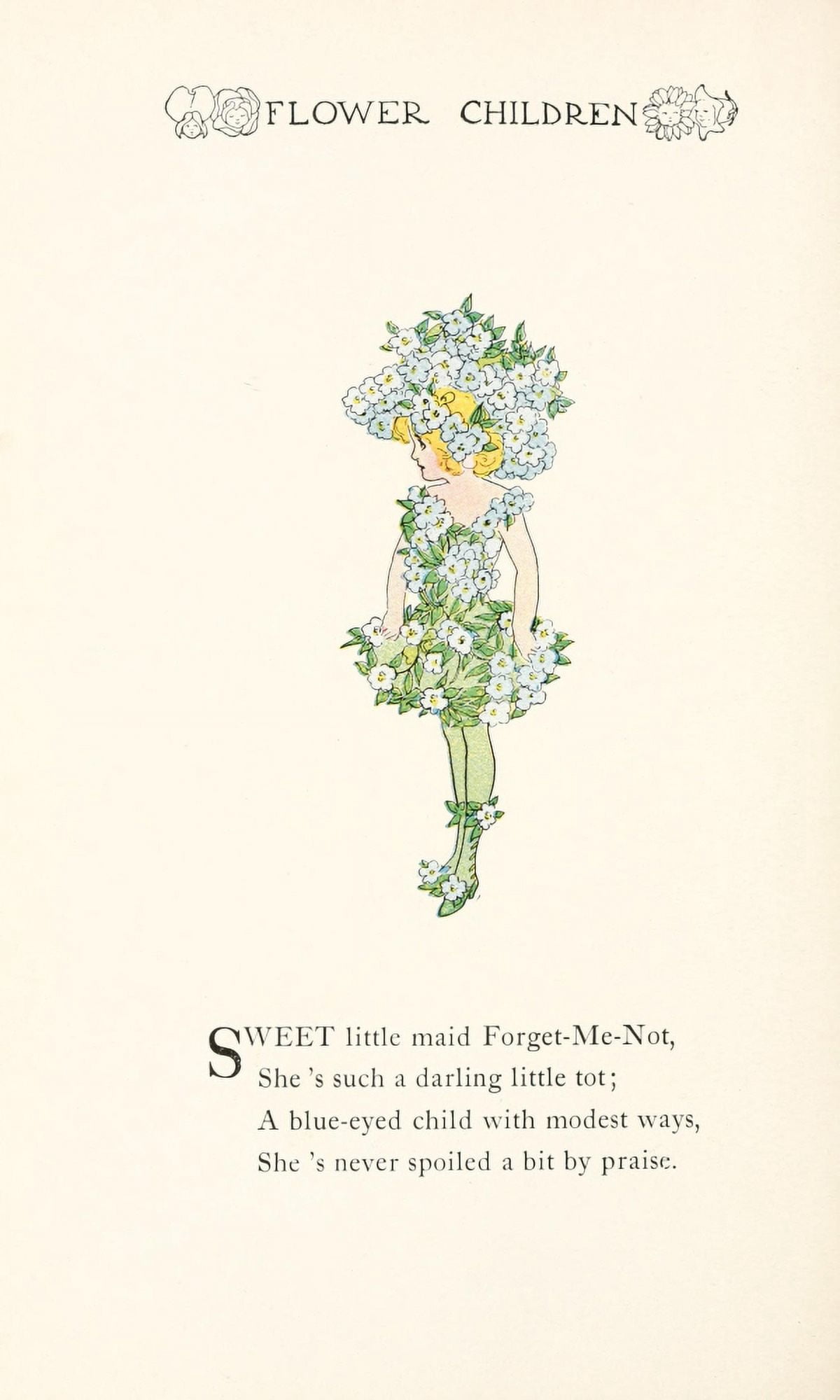 Flower Children 1910 Forget-me-not Canvas Art - MT Ross (24 x 36)