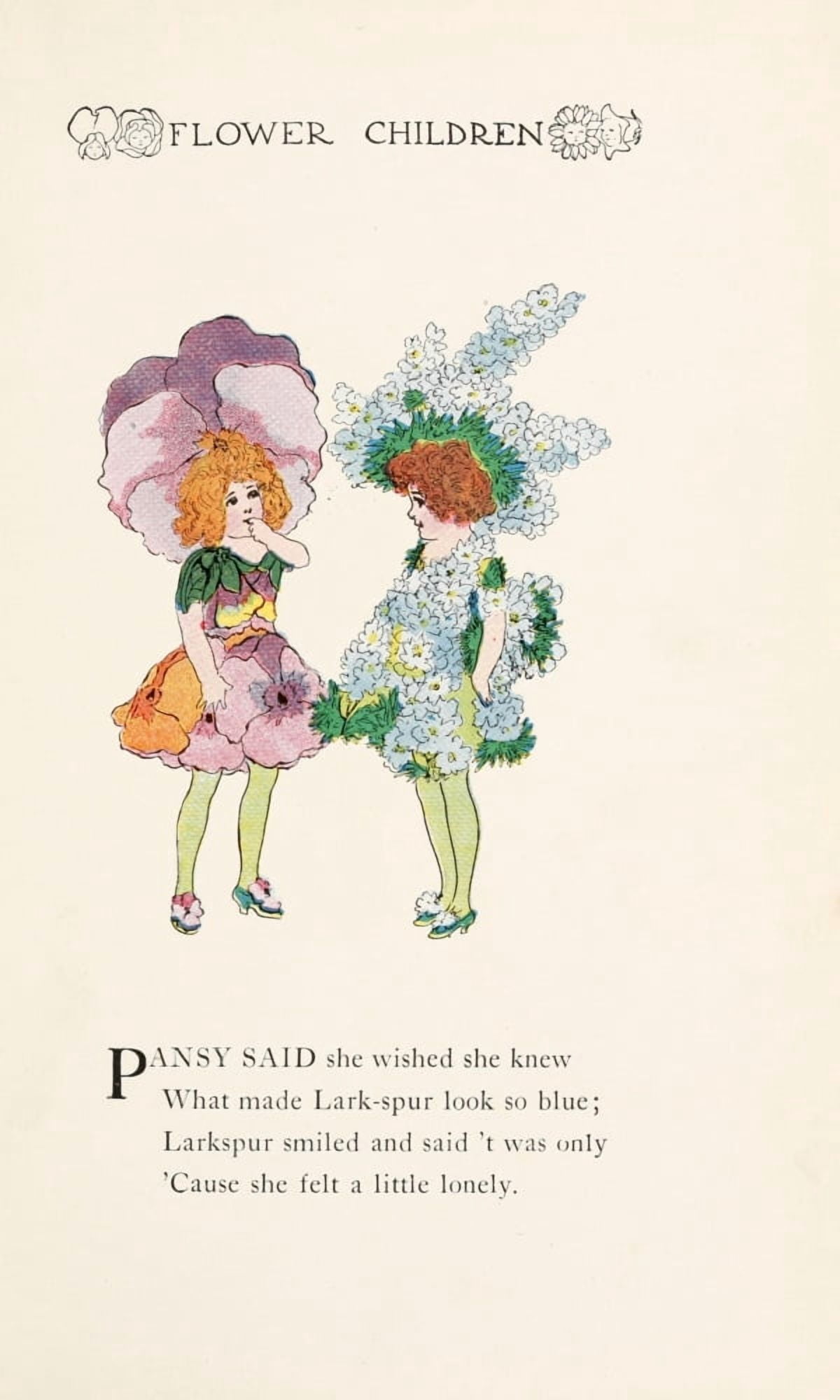 Flower Children 1910 Pansy Canvas Art - MT Ross (24 x 36)