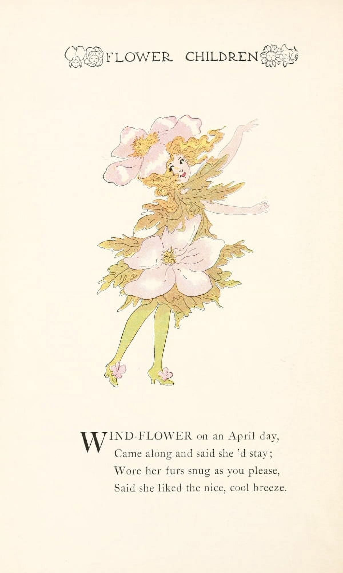 Flower Children 1910 Wind-flower Canvas Art - MT Ross (18 x 24)