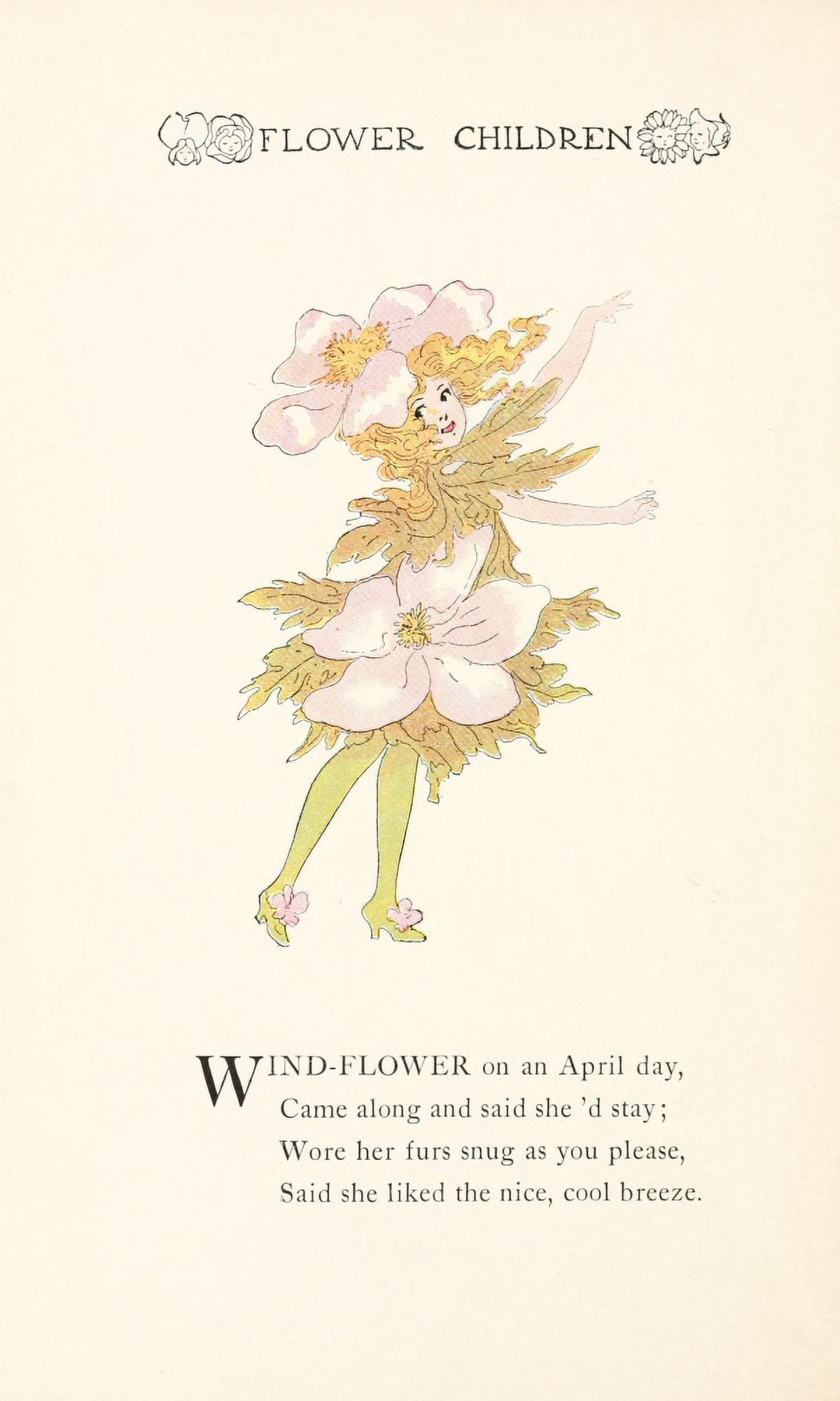 Flower Children 1910 Wind-flower Canvas Art - MT Ross (24 x 36)