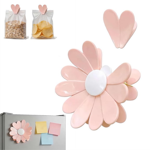 Flower Chip Clips,Magnetic Daisy Petal Bag Clips,,2-in-1 Cute Floral Chip Clips with Magnetic Back for Snacks Organizer,Kitchen & Office Decor
