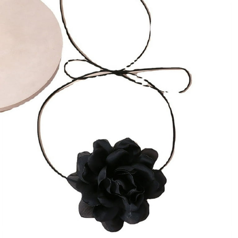 Flower Choker Necklace Flower Neck Decor Choker Flower Tie Necklace for Women, Adult Unisex, Size: 20x14.5x3CM, Black