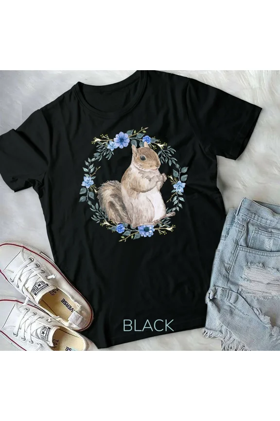 Flower Circle Squirrel T-Shirt Unisex T-shirt