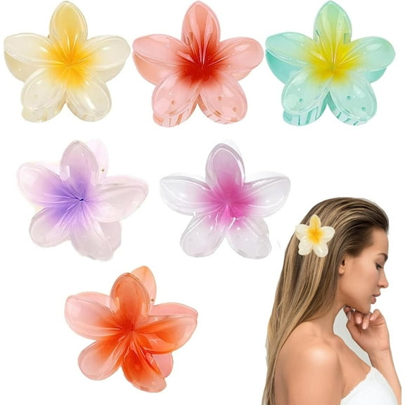 Flower Claw Clips,6pcs Flower Hair Clip,Hawaiian Wisteria Flower Hair Claw Clips,Medium Size Hair Claw Clips,Acrylic Hair Jaw Clips,Medium Thick Hair Hair Claw Clips For Women And Girls