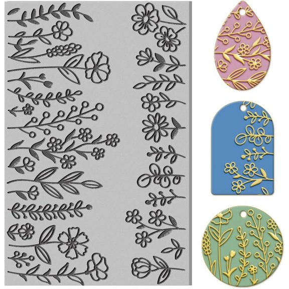 Flower Clay Texture Mat Clay Plant Modeling Pattern Pad Texture Sheets for Polymer Clay Making Earrings Jewelry 4x2.6inch