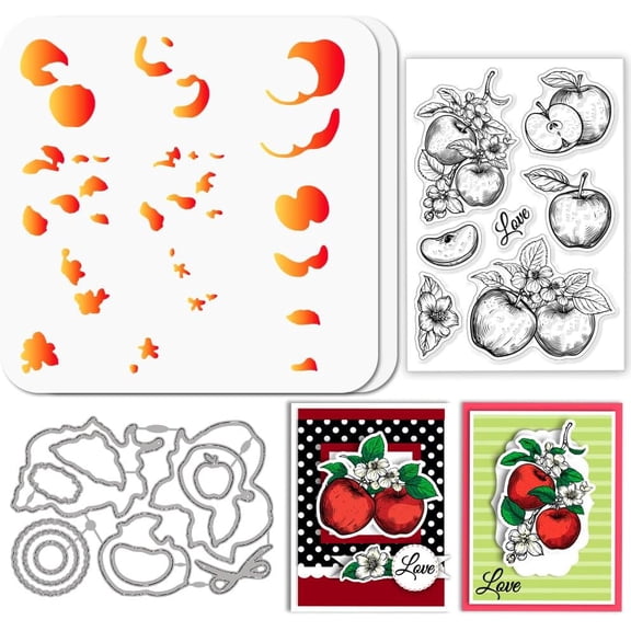 Flower Clear Stamp Fruit Cutting Die PET Paint Craft Template Stencils Set