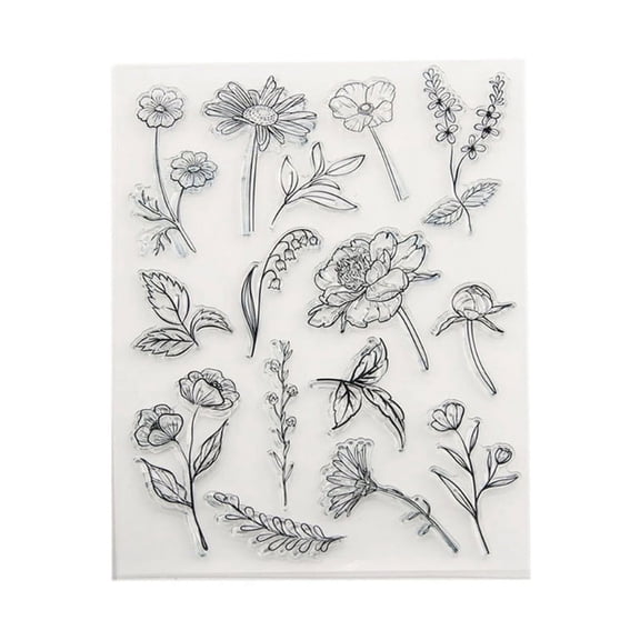 Flower Clear Stamps Transparent-Silicone Stamps Flowers Leaves Seal Stamps for DIY Scrapbooking Card Making Decorations