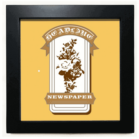 Flower Cluster Newspaper Brand Ribbon Black Square Frame Picture Wall Tabletop