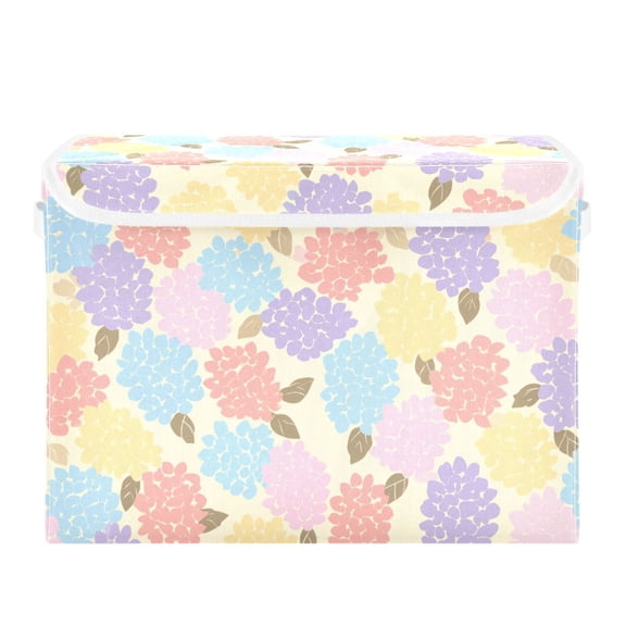 Flower Cluster with Multicolor Foldable Storage Bins with Lids Handles Collapsible Storage Containers Tote Boxes 16.5 x 12.6 x 11.8 inches