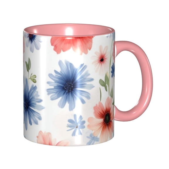 Flower Coffee Mug Fun Custom Ceramic Mugs 11oz Pink