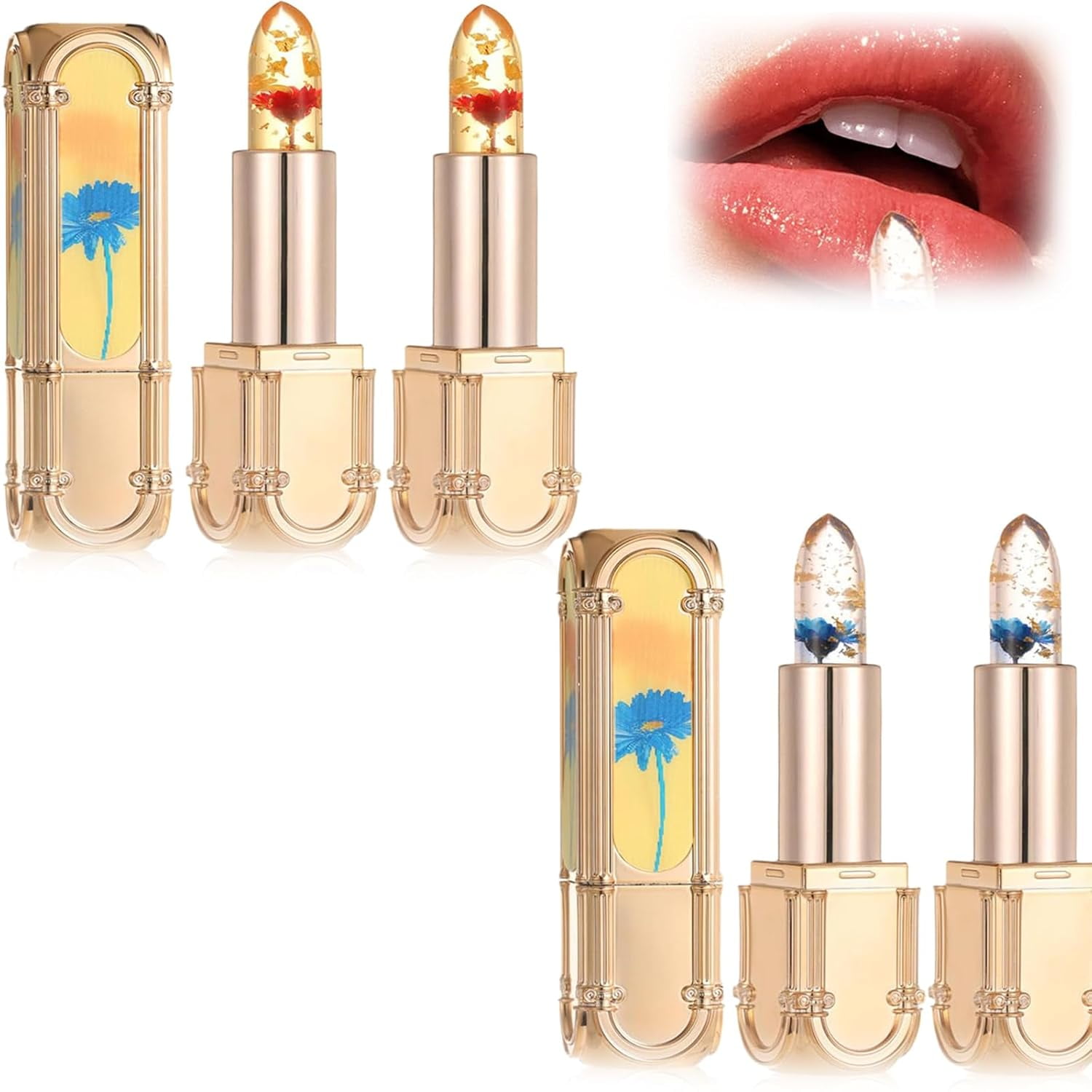 Flower Color Changing Lipstick, Yulyoie Lipstick, Gold Foil Flower ...