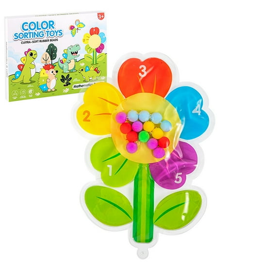 Flower Color Sorting Sensory Toys, Montessori Toys for Who Fine Motor Skill Game Learning Activities Quiet Calm Down Fidgets for Classroom Valentine Stocking Stuffers