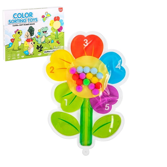 Flower Color Sorting Sensory Toys, Montessori Toys for Who Fine Motor Skill Game Learning Activities Quiet Calm Down Fidgets for Classroom Valentine Stocking Stuffers
