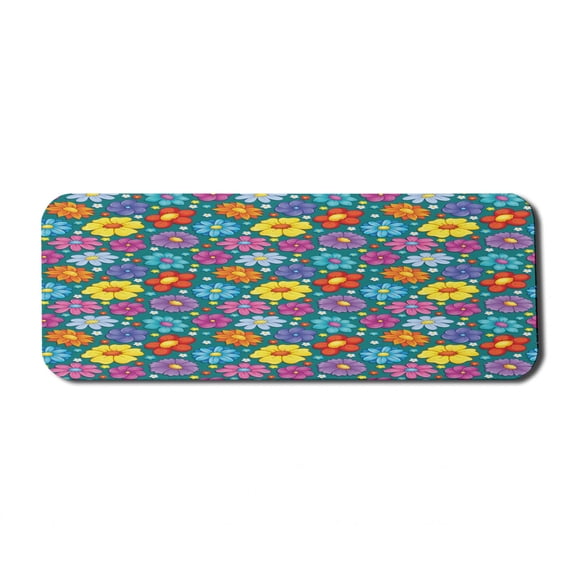 Flower Computer Mouse Pad, Flowering Spring Freshness Childish Nursery Playroom Baby Daisy Peony Lily Petals, Rectangle Non-Slip Rubber Mousepad Large, 31" x 12" Gaming Size, Multicolor, by Ambesonne