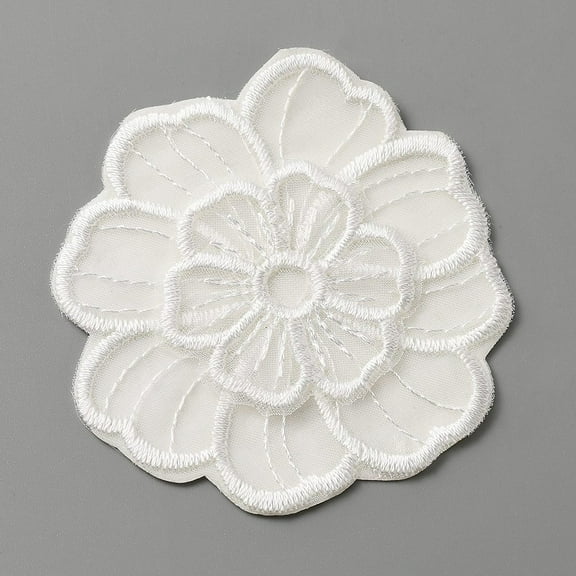 Flower Computerized Embroidery Lace Self Adhesive/Sew on Patches Costume Accessories Appliques 65x58x2mm