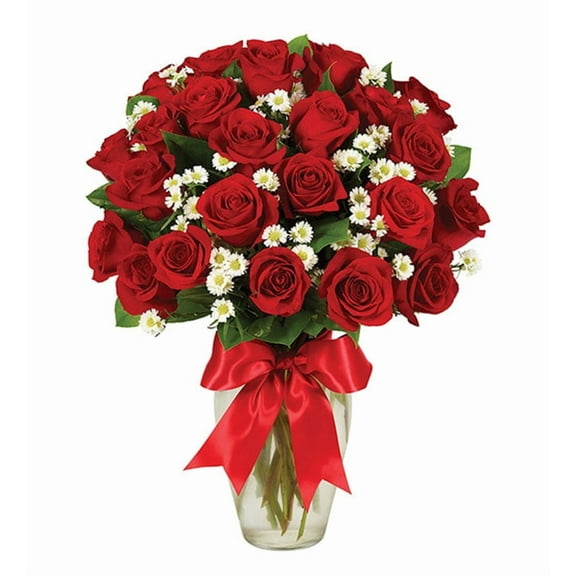 Flower Country - Rose Bouquet: 24 Red Roses with Vase, Decorative