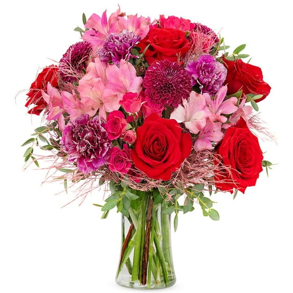 Flower Country - Love Bomb Extra Large: Red, Pink, & Multicolor Fresh Cut Flowers with Vase, Decorative
