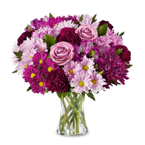 Flower Country - Purple Goddess Medium: Purple Fresh Cut Flowers with Vase, Decorative