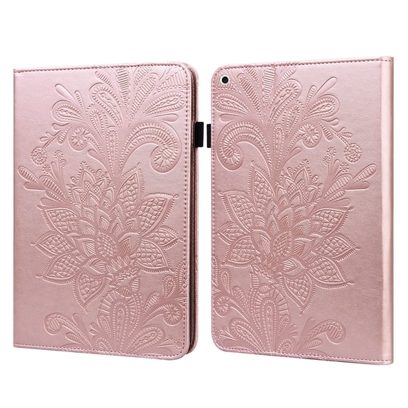 Flower Cover Case for Apple iPad Mini Tablet, iPad Mini 1/2/3/4/5 Case 7.9 Inch - Slim Fit Lightweight Synthetic Leather Wallet Protector Fold Stand Flip Folio Classic Cover Shell (Rosegold Flower)