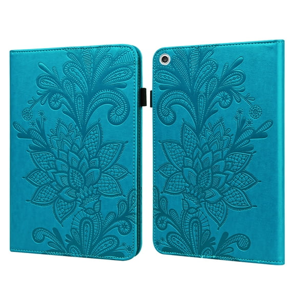 Flower Cover Case for Lenovo Tab M10 (10.1 Inch), Tab M10 Case TB-X605F/ TB-X505 - Slim Fit Lightweight Synthetic Leather Wallet Protector Fold Stand Flip Folio Classic Cover Shell (Blue Flower)
