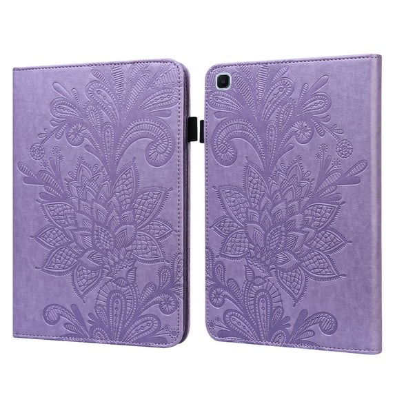 Flower Cover Case for Samsung Galaxy Tab S6 Lite (10.4 Inch), Tab S6 Lite Case 2020 (Model P610/P615) - Slim Fit Lightweight Synthetic Leather Wallet Fold Stand Flip Folio Smart Case (Purple Flower)