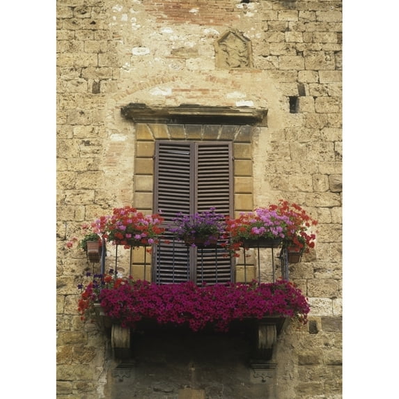 Flower Covered Balcony Poster Print (26 x 36)