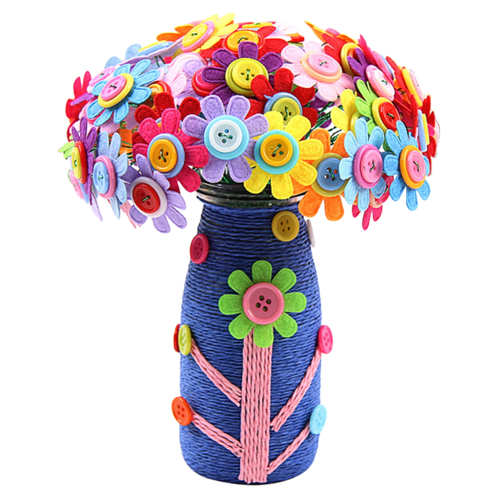 Flower Craft Kit For Kids Make Your Own Flower Bouquet With Buttons And