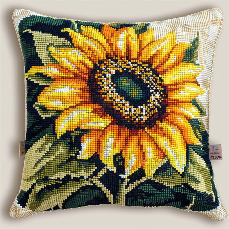 Flower Cross Stitch Kits Pre Stamped Pillowcase , 45X45CM , Cross Stitch Kits for Beginner (11 Count)