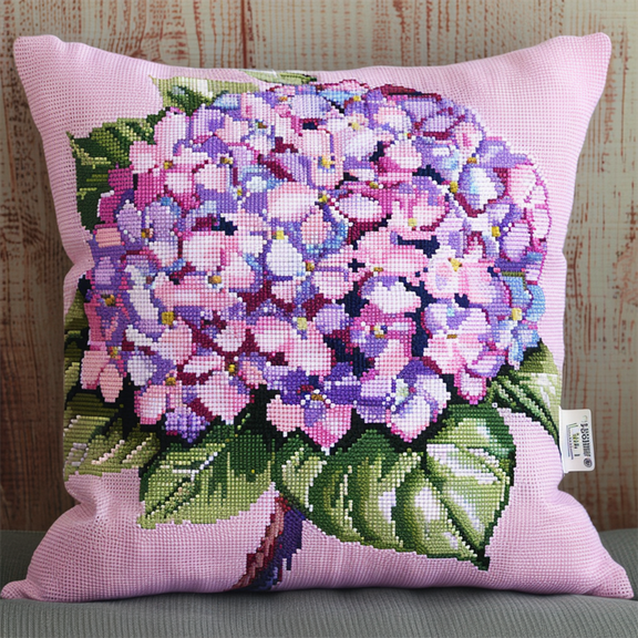 Flower Cross Stitch Kits pre Stamped Pillowcase , 45X45CM , Cross Stitch Kits for Beginner (11 Count)