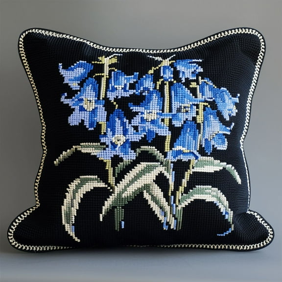 Flower Cross Stitch Pillow Case Kits for Adults , 45X45cm , Needlepoint Craft Set Handmade Craft for Sofa Home Decor (11 Count)