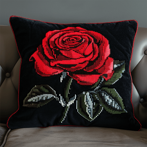 Flower Cross Stitch Pillow Kit DIY 11 Count Cross Stitch Kits For Beginners 45X45cm Handmade Embroidery Kit Needlepoint Home Decor for Sofa