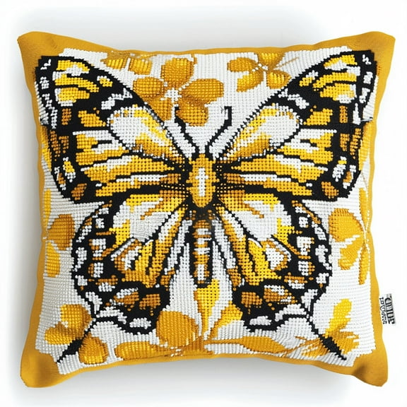 Flower Cross Stitch Pillow Kit DIY 11 Count Cross Stitch Kits for Adults 45X45cm Needlepoint Craft Set Handmade Craft for Sofa Home Decor