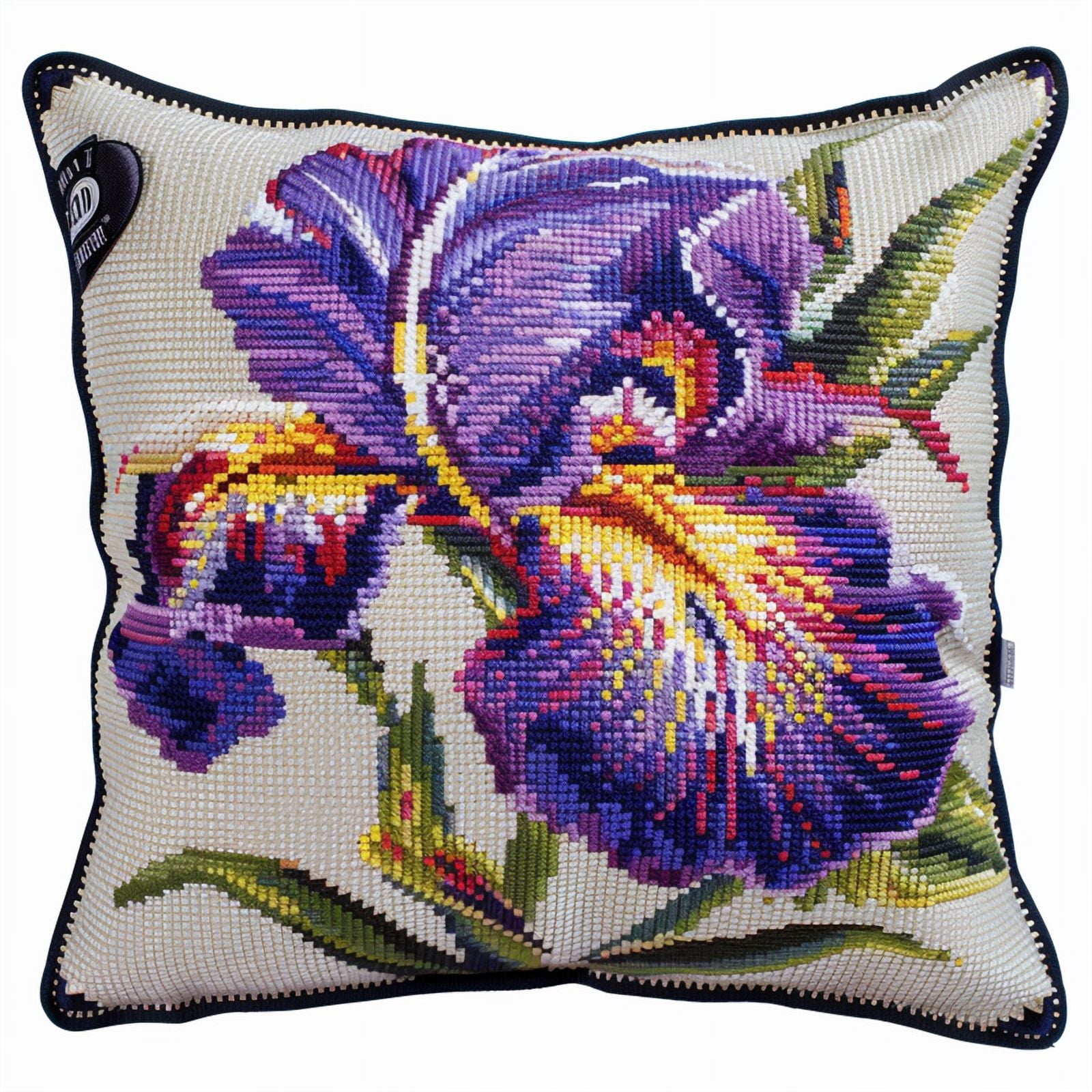 Flower Cross Stitch Pillowcases , 17.72" x 17.72" , Handmade Embroidery Kit Needlepoint Home Decor for Sofa (11ct)