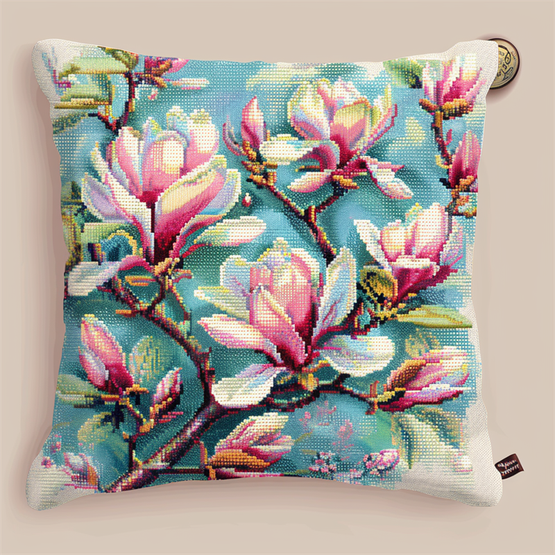 Flower Cross Stitch Pillowcases Kits , 45X45cm , Cross Stitch Kits for Adults (11ct)