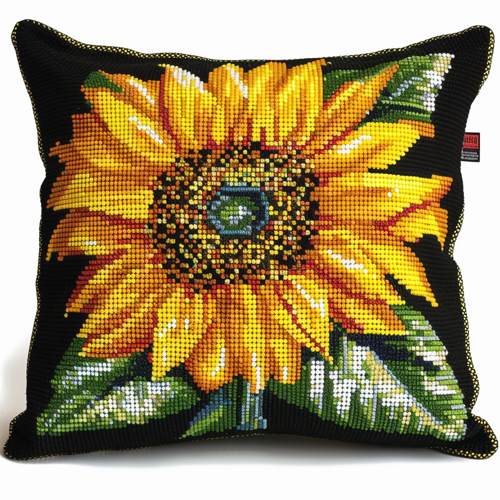 Flower Cross Stitch Pillowcases Kits , 45X45cm , Cross Stitch Kits for Kids (11 Count)