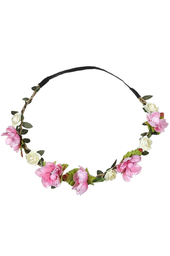 Flower Crown Headband! Comdrip Boho Ladies Floral Flower Festival Wedding Garland Hair Head Band Beach Party Fairy Headband Pink One Size