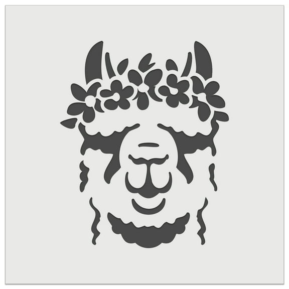 Flower Crown Llama Head DIY Cookie Wall Craft Stencil - 3.5 Inch
