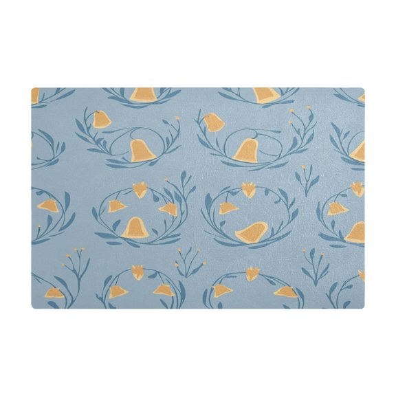 Flower Crown Pattern Kitchen Leather Drying Mat with Silica Gel Absorbent Layer, 11.8''x17.7''