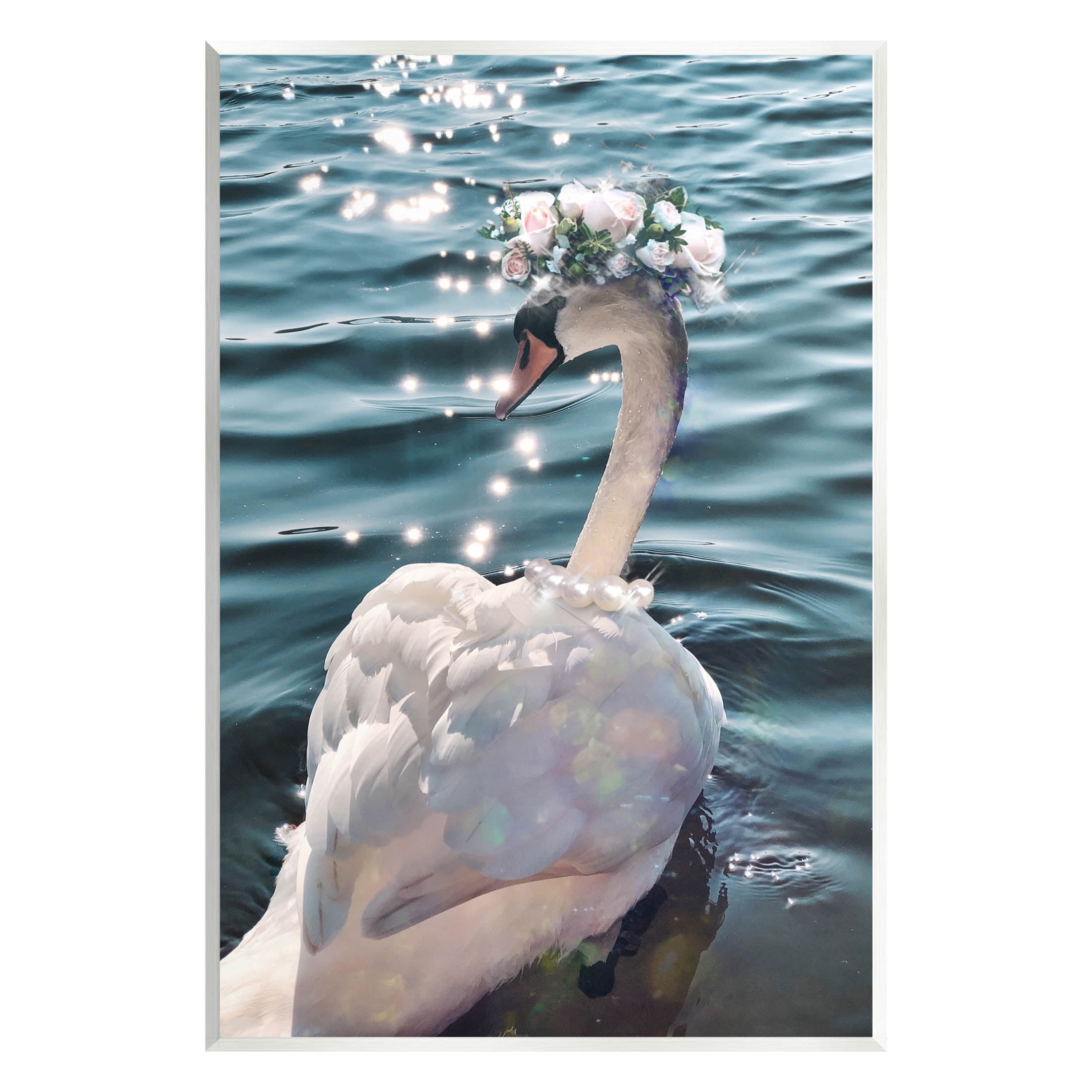 Flower Crown Swan Lake Ripples Animals & Insects Graphic Art Unframed Art Print Wall Art