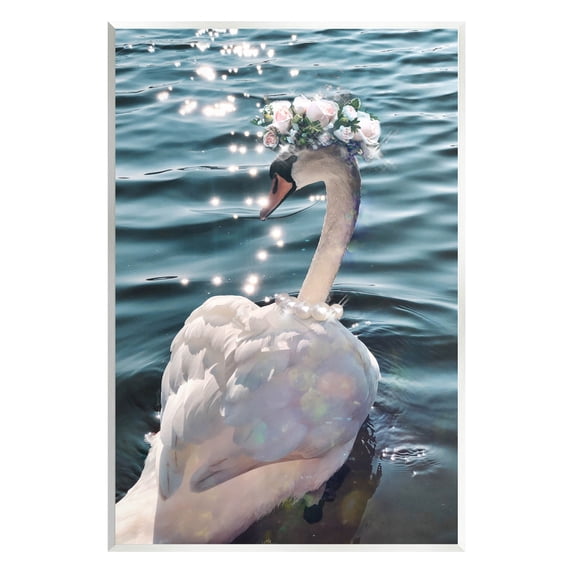 Flower Crown Swan Lake Ripples Animals & Insects Graphic Art Unframed Art Print Wall Art