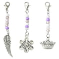 thumbnail image 1 of Flower/Crown/Wing Alloy & Glass Pendant Decorations with Alloy Lobster Claw Clasps Mixed Color 56~70mm 3pcs/set, 1 of 6
