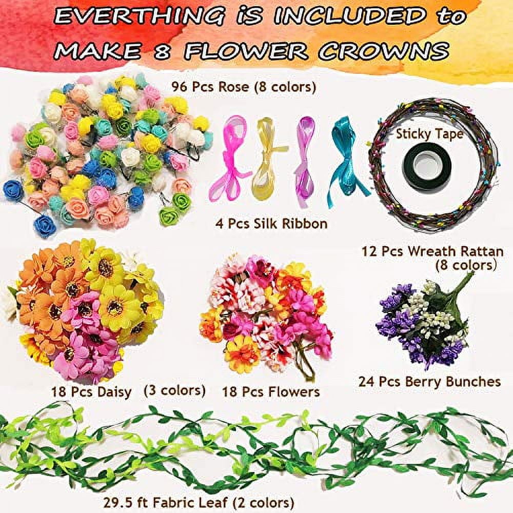  WILLBOND Flower Crowns Craft Kit Flower Garland Headbands for  Girls DIY Kids Hair Accessories Kit Handmade Arts and Crafts, Indoor and  Outdoor Activities for Kids Age 6, 7, 8, 9, 10 : Toys & Games