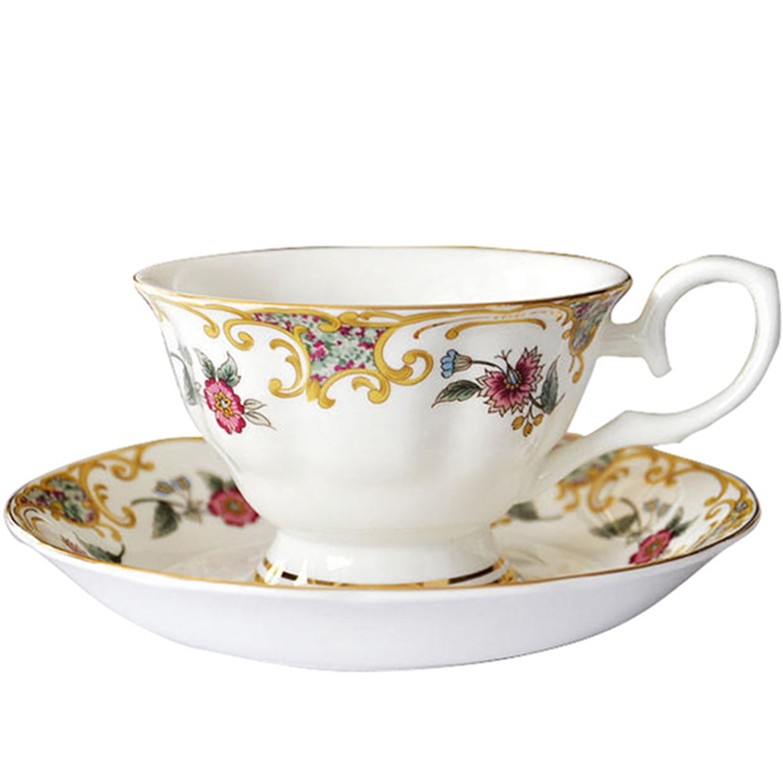 Flower Cup Espresso Cup with Saucer and Spoon 3D Floral Pattern Coffee Cup Tea Cappuccino for Coffee Tea Latte Mocha Americano, 200ML